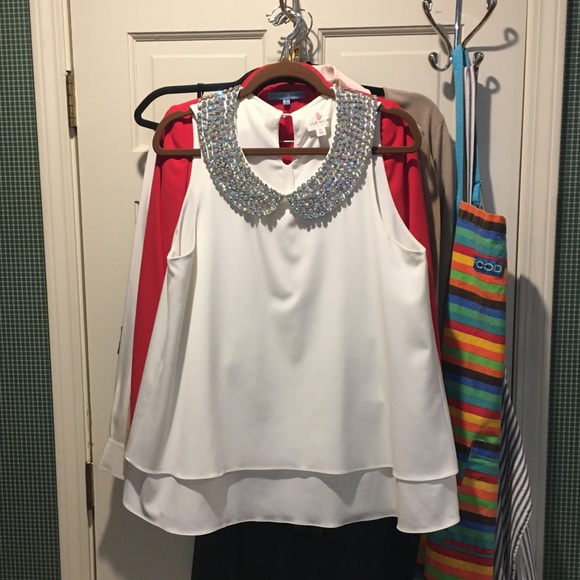 Julie Brown NYC Jeweled Top XL Cami Holiday party White - Picture 8 of 8